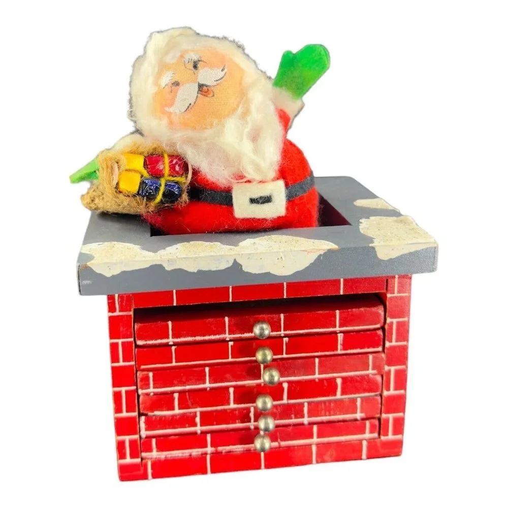 Vintage Enesco 1978 Santa Claus On Chimney Coaster Set 6 Vintage Christmas‎